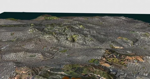 San Francisco south to north map with 3d relief 4K satellite ground low height Video stock 217536700