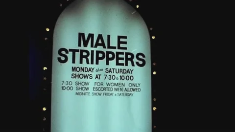 San Francisco, USA 1979, Male strippers sign Stock Footage