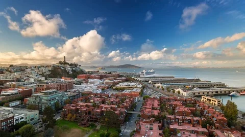 San Francisco view point. Sunny day timelapse. California coast. America. USA Stock Footage 69958066