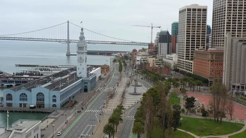San Francisco Waterfront Empty During COVID-19 Quarantine Stock Footage 127813579