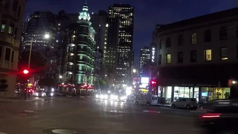 San Francisco's North Beach time lapse at night Stock Footage