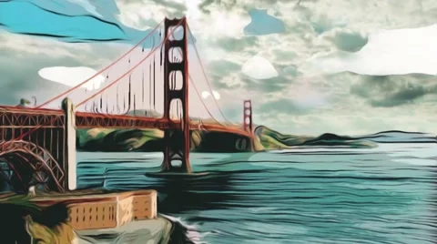 San Fransisco Bay Bridge in comic motion time lapse Stock Footage 138885457