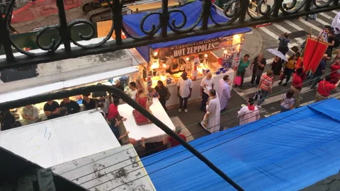 San Gennaro procession window view Little Italy NY with audio 1 Stock Footage 147620988