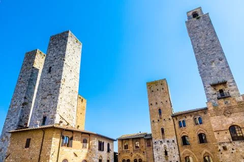 San Gimignano and its famous towers, Siena, Tuscany, Italy Stock Photos