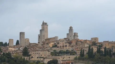 San Gimignano and its medieval old town with the famous towers Stock Footage 123760504