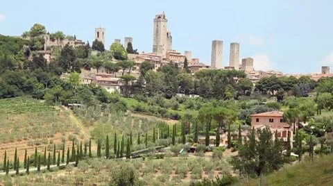 San Gimignano with its towers, Tuscany, Italy Stock Footage