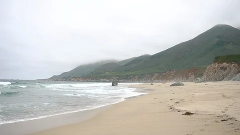 San Gregorio Beach and cliffs, California State Beach and Wildlife Preserve Stock Footage 92392080