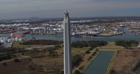 San Jacinto Battle Monument and Museum - Aerial Drone Stock Footage 122179357