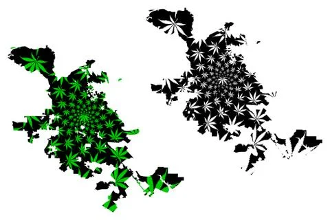 San Jose city - map is designed cannabis leaf Stock Illustration