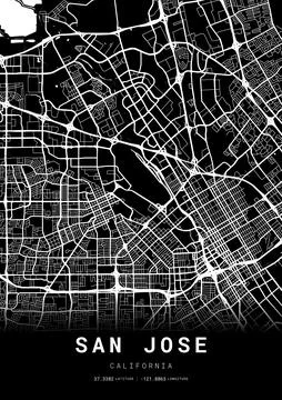 San Jose City Map Frame, Cartography Map Print, Street Layout Map Stock Illustration