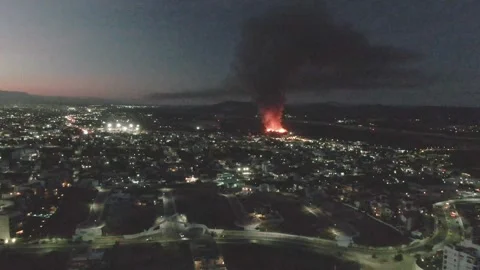 SAN JOSE DEL CABO BCS MEXICO-2023: Aerial View Of A City At Night With Massive Stock Footage 245853830