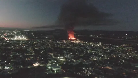 SAN JOSE DEL CABO BCS MEXICO-2023: An Aerial View Of A City At Night Stock Footage 245853884
