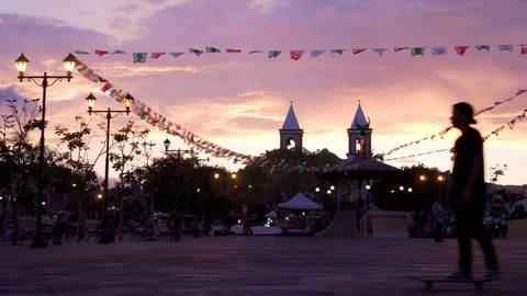 San Jose del Cabo Main Square skater Stock Footage 95959123