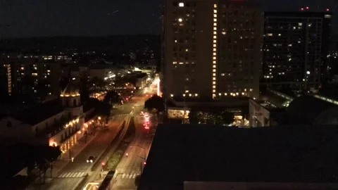 San Jose Time Lapse Downtown Evening Fades into Night Stock Footage 196952185