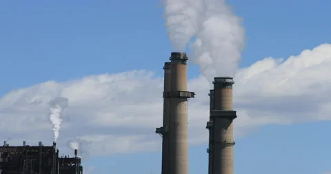 San Juan coal power stacks pollution Farmington New Mexico DCI 4K Stock Footage 63386127