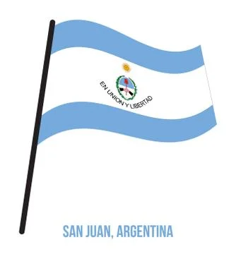 San Juan Flag Waving Vector Illustration on White Background. Stock Illustration