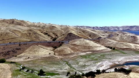 San Luis Lake with highway Stock Footage 338298981