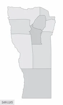 San Luis province grayscale map Stock Illustration