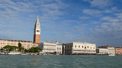 San Marco Square, St Mark's Campanile And Doge's Palace, Palazzo Ducale - Venice Video stock 101311419