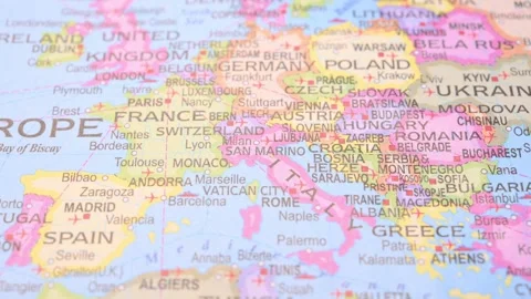 San Marino Defocus to Focus Horizontal World Map 5.4K Stock Footage Stock Footage 330209565
