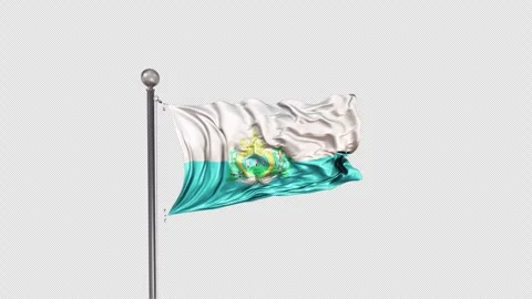 San Marino Flag  Animation Loop Include Alpha 3D Rendering Video stock 283016396