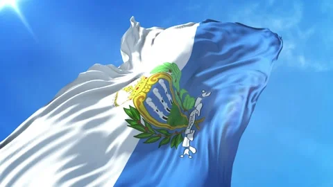 San Marino Flag Low Angle View Stock Footage 295702275