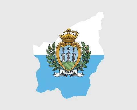 San Marino Flag Map. Map of the Republic of San Marino with Sammarinese banner Illustrazione stock