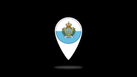 San marino flag marker bouncing on black background Stock Footage 318163104