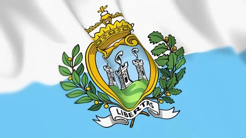 San Marino Flag Seamless Loop 4k 60fps on Sky Background Stock Footage 340353052