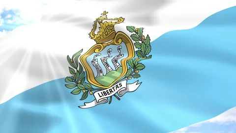 San Marino Flag Seamless Loop 4k 60fps on Sky Background Stock Footage 341568815