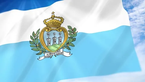 San Marino Flag Seamless Loop 4k 60fps on Sky Background Stock Footage 341677256