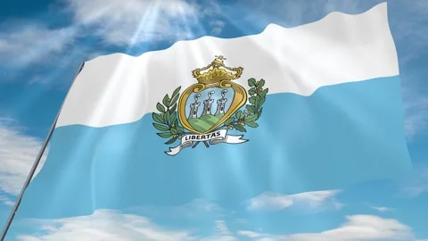 San Marino Flag Seamless Loop 4k 60fps on Sky Background 動画素材 341765768