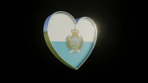 San-Marino Flag in the Shape of 3D Heart. Stock Footage 135129009