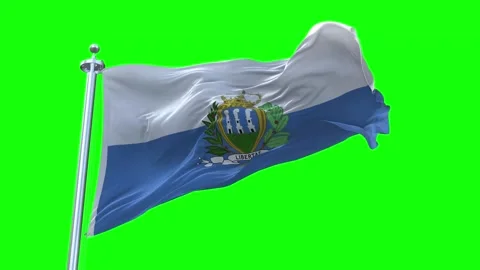San Marino Flag Waving in Loopable and Textured green screen background Stock Footage 296876206
