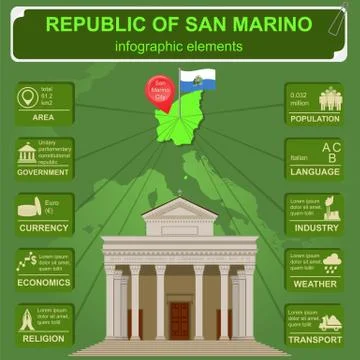 San Marino infographics, statistical data, sights Stock Illustration