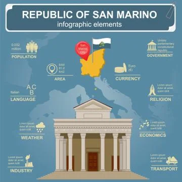 San Marino infographics, statistical data, sights Stock Illustration