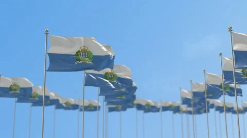 San Marino Row Of Flags Animation Video stock 148791458