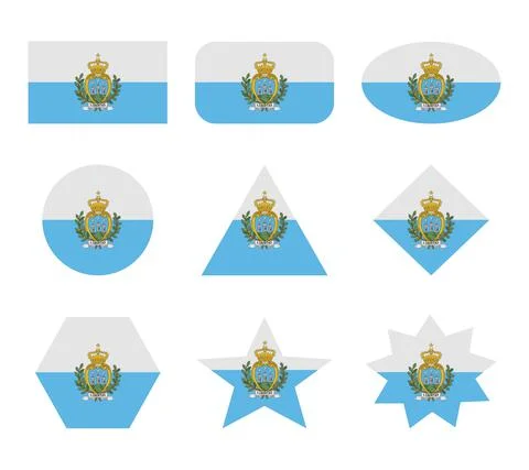 San marino set of flags with geometric shapes Stock Illustration