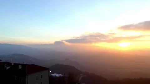 San Marino: view in mountains on nearest villages and cities. San Marino is m Stock Footage 152488395