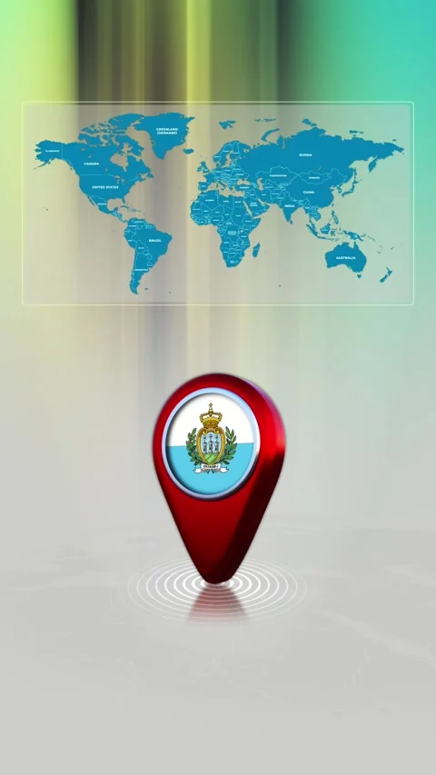 San Marino World Map Pin Location Background Loop Vertical Stock Footage 343194458