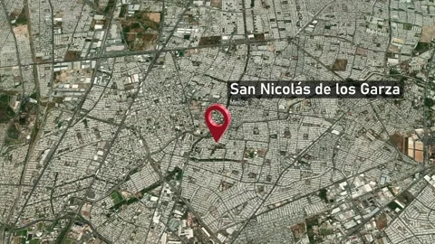 San Nicolás de los Garza City Map Zoom (Mexico) from Space to Earth Stock Footage 242514484