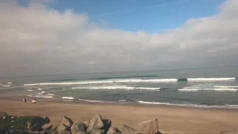San Onofre State Beach as seen from train ride Stock Footage 198070784