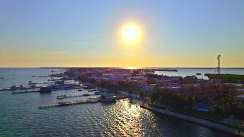 San Pedro Belize Cinematic Sunset Drone Video Stock Footage 256929228