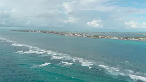 San Pedro Belize Drone Video of Island across the Reef Stock Footage 251356609