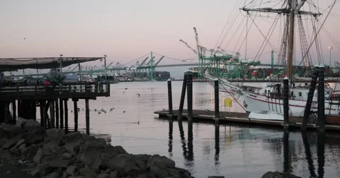 San Pedro Harbor Time Lapse 4k Day Sunset to Night Stock Footage 45898162