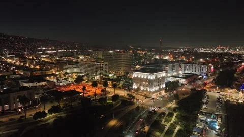 San Pedro night drone Stock Footage 295245506