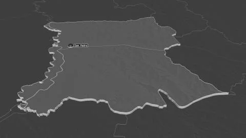 San Pedro, Paraguay. Bilevel elevation map with surface waters イラスト素材