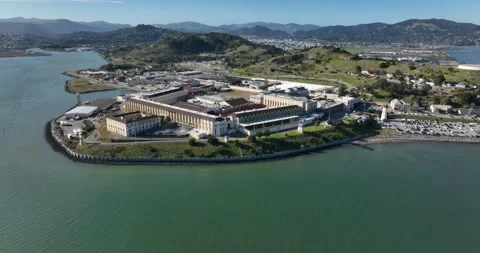 San Quentin Prison, Drone Aerial View, San Fancisco, California, USA Stock Footage
