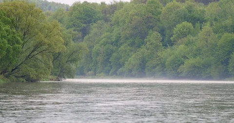 San river in spring. Calm, small river in spring time.  Video stock 89403126