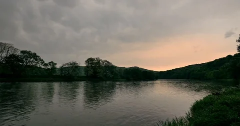 San river in spring. Calm, small river in spring time.  Stock Footage 89403520